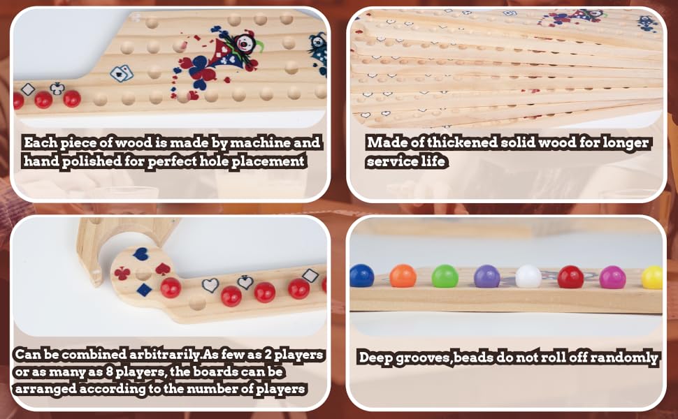 Marbles and Jokers Board Game, 28 Players, 8 Wood Boards + 48 Colored