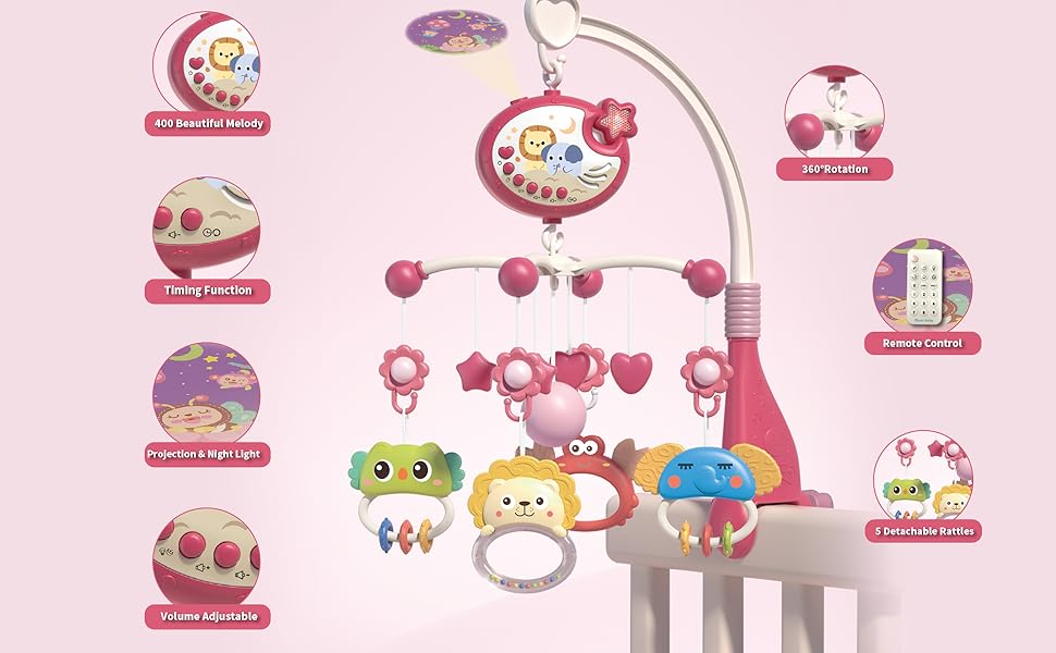 Nutsball Musical Baby Crib Mobile with Lights and Remote