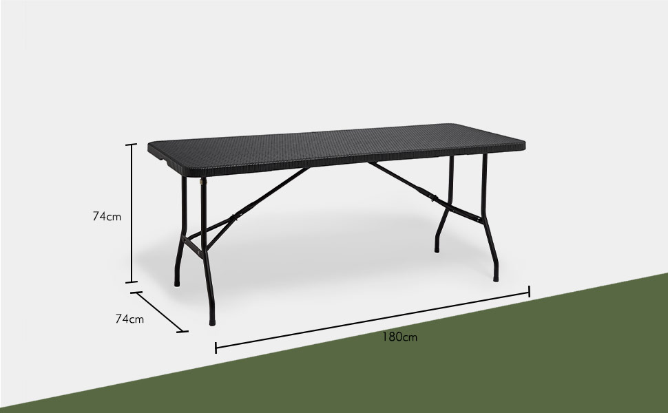 VonHaus Folding Garden Dining Table 6ft Folding Table for Garden, Rattan Effect Dining Table