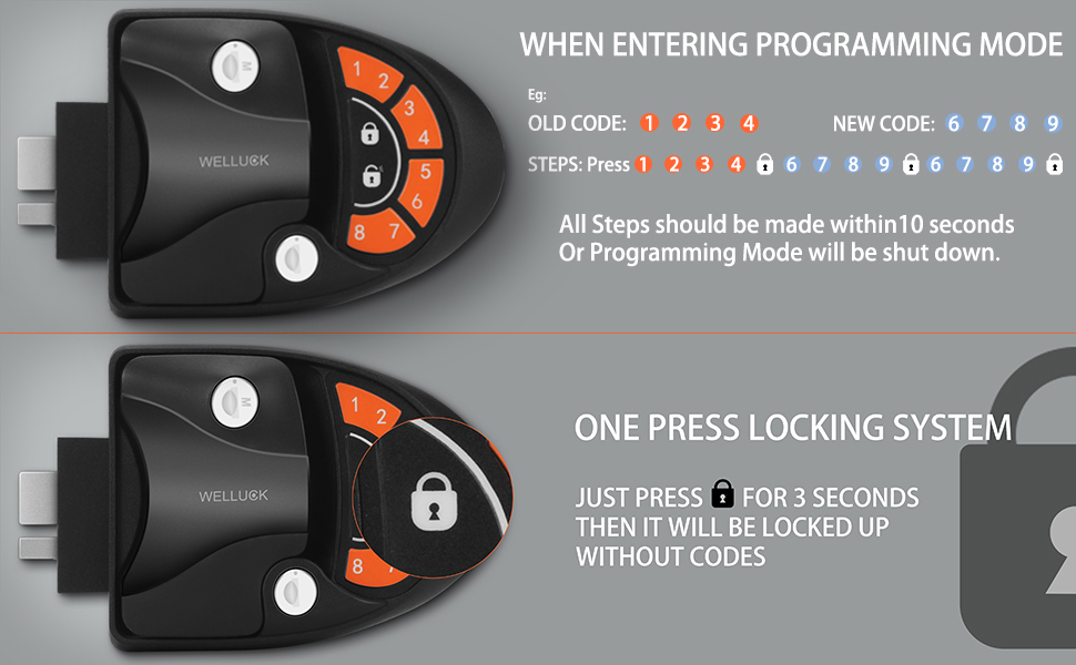 WELLUCK RV Lock Keyless Entry Door Handle Latch, Trailer Camper RV Door