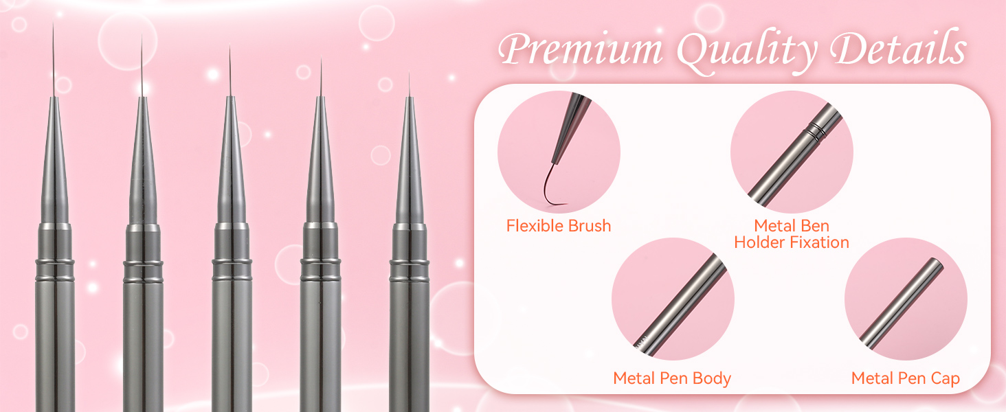 5Pcs Nail Art Liner Brushes For Gel Polish
