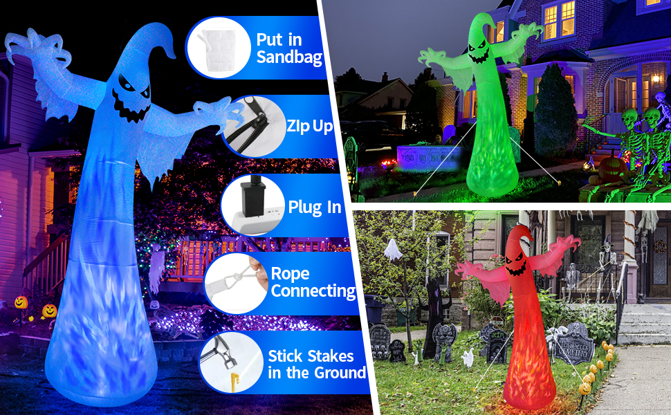 zukakii 12FT Giant Halloween Inflatables Ghost Decorations