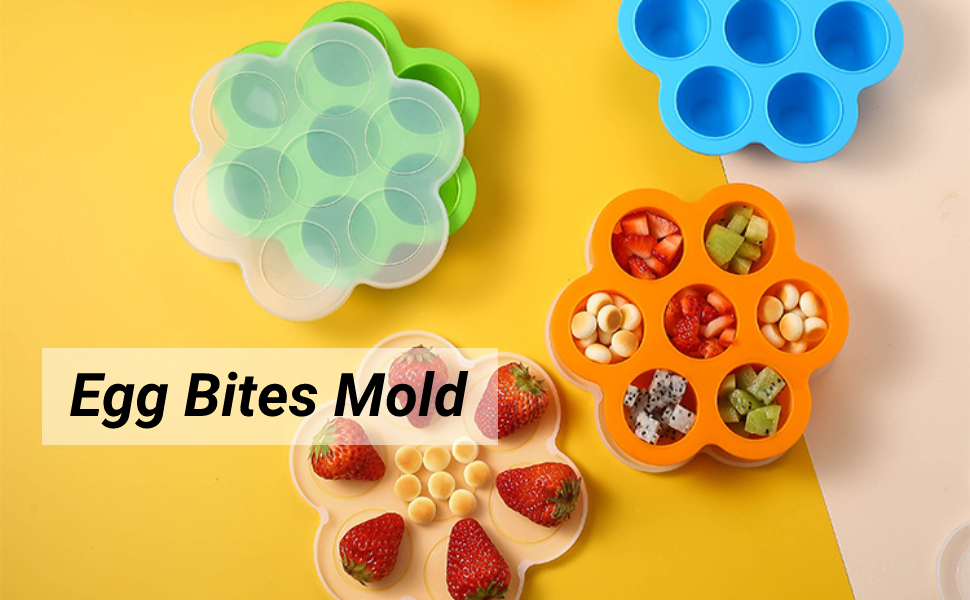 Wifehelper 7 Hole Portable Silicone Egg Bites Mold for Instant Pot Reusable Pressure Molds