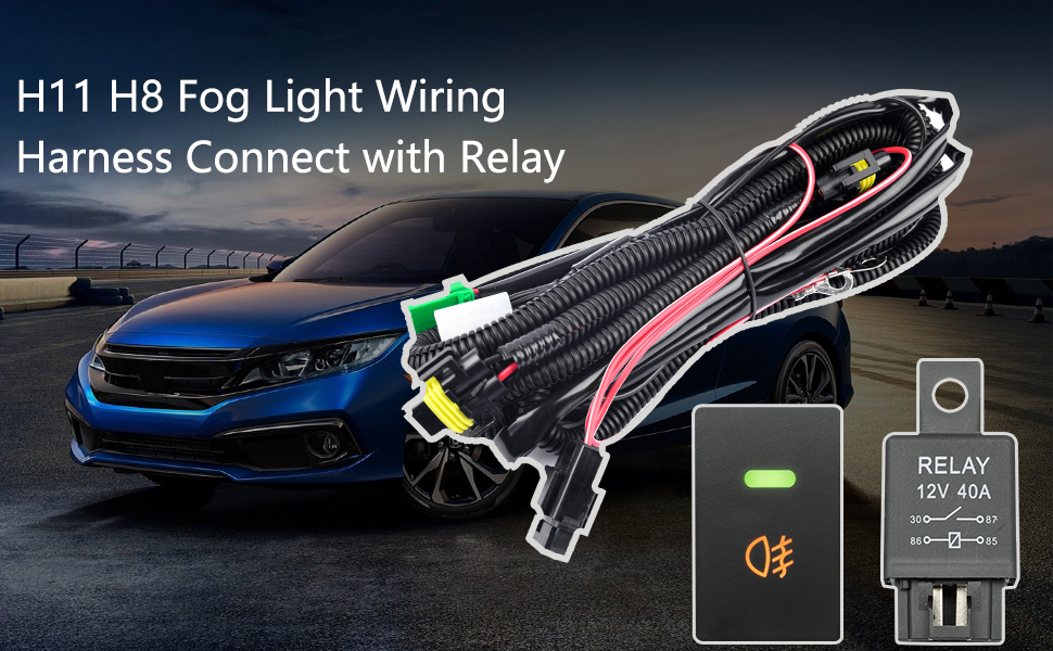 H11 H8 Fog Light Wiring Harness for 20132022 Honda Civic