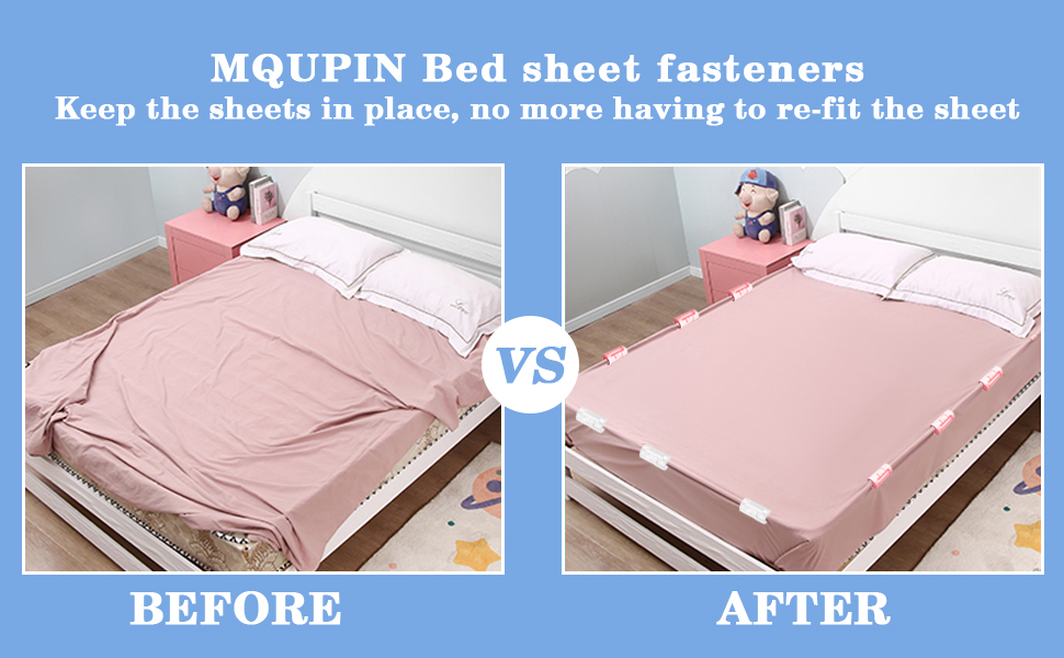 MQUPIN 24 Pcs Sheet Clips for Bedding,Bed Sheet Grippers Sheet Holders Sheet Fasteners for