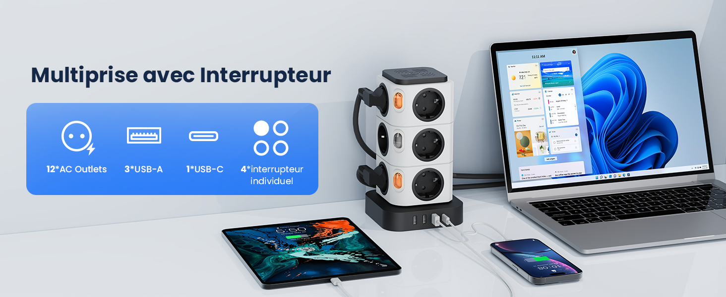 multiprise interrupteur usb promo