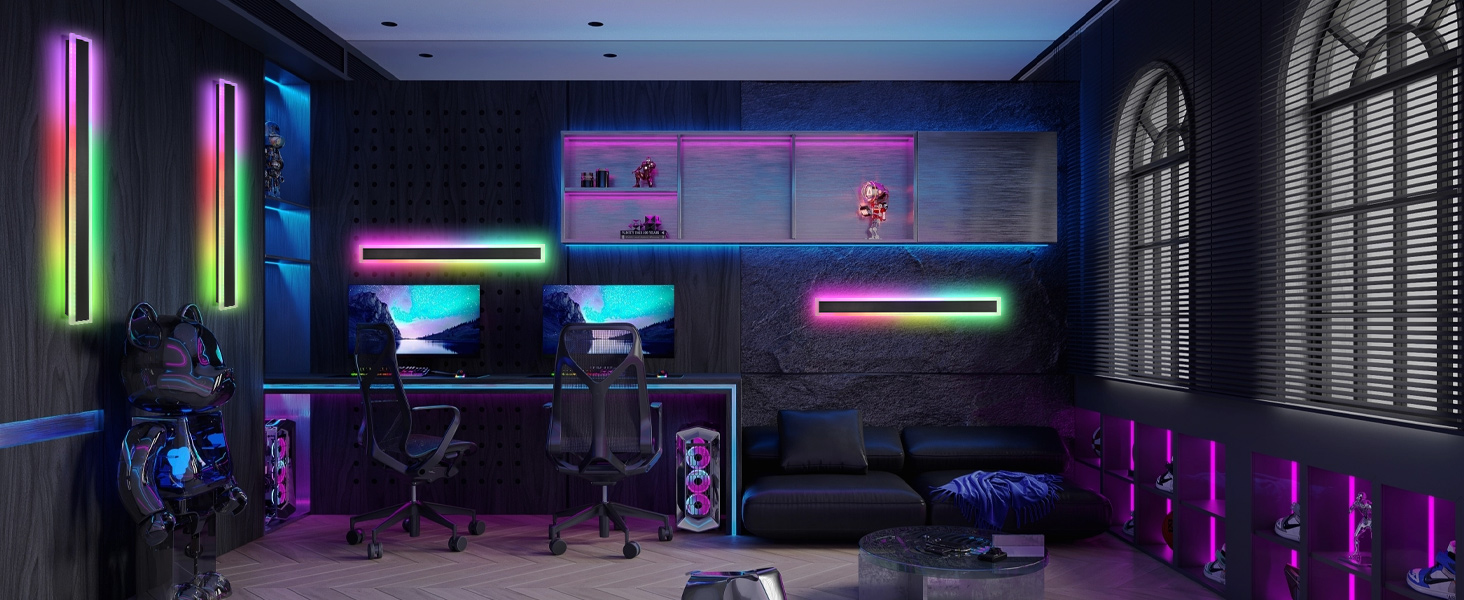 SUCICNISD 2pack 39.4In Modern Outdoor Lights, RGB Exterior Wall Light