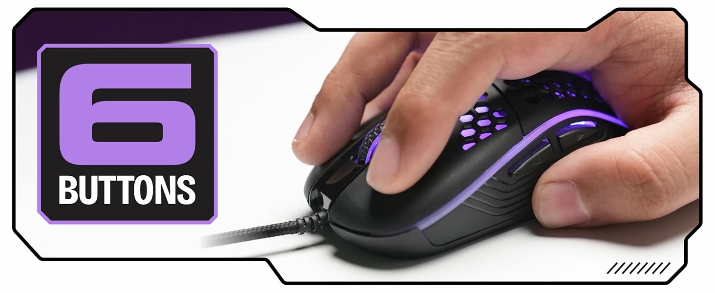 Programmed 6 button gaming mouse