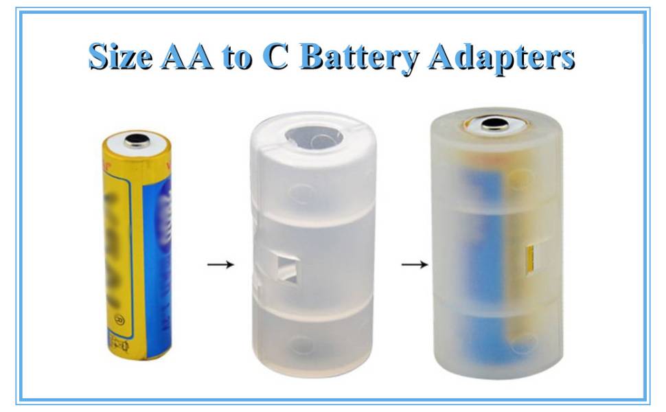 Socobeta AA to Size C Battery Adapters Holder Switcher Converter Cases