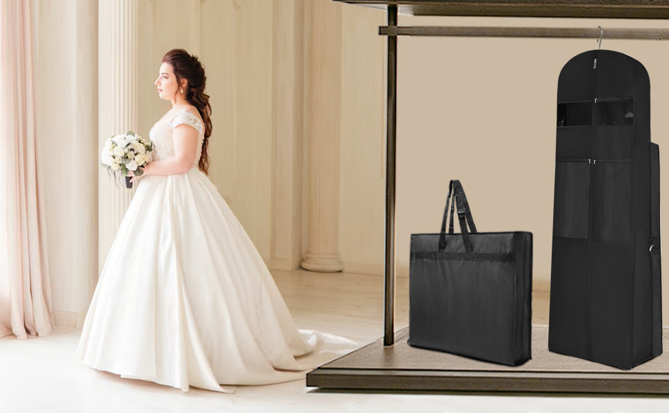 Wedding Dress Garment Bag for Airplane Travel, 72" Bridal Garment Bag for Wedding