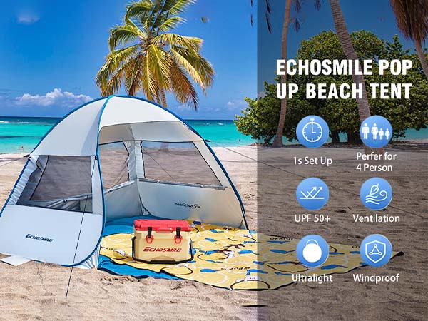Amazon.com: Pop Up Beach Tent for 4 Person with UPF 50+