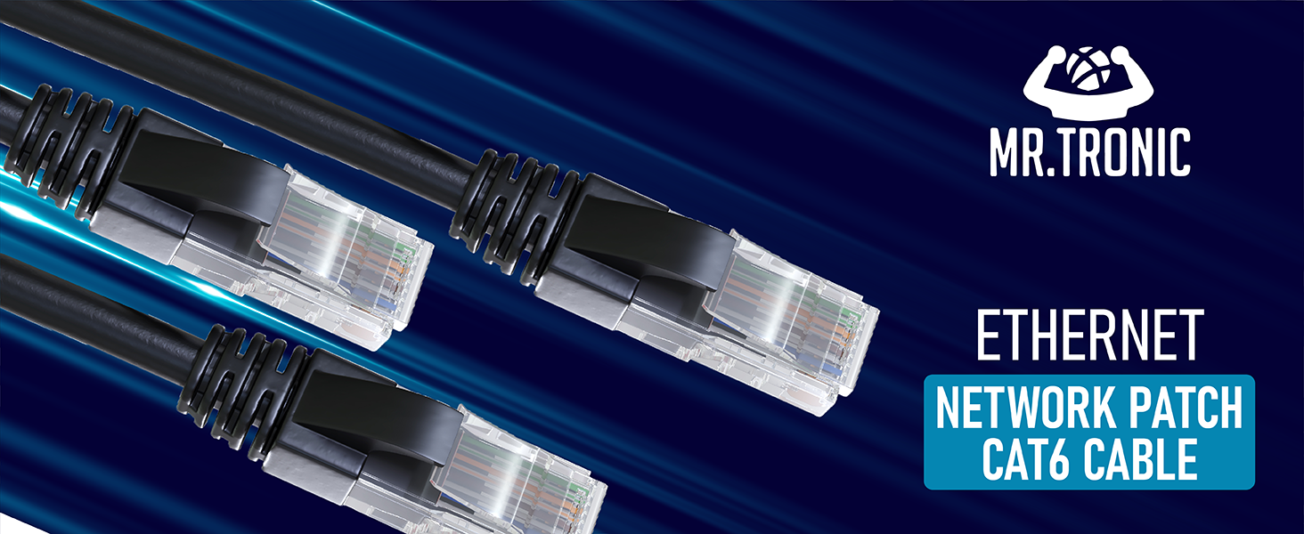 Mr. Tronic Black Cat 6 Cable 5m, LAN Network Cable