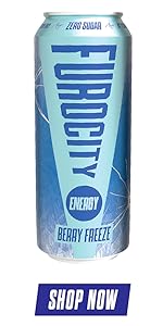 Furocity energy drink by Tyson Fury with caffeine and zero sugar. Berry Freeze flavour.