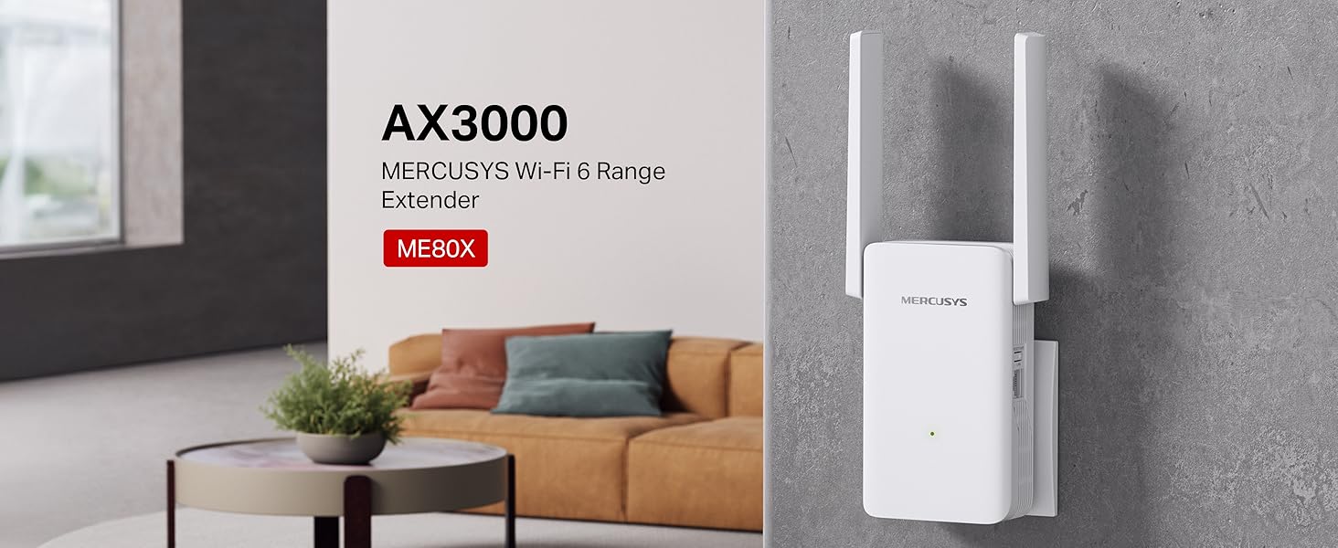 Mercusys AX3000 Wi-Fi 6 Range Extender - ME80X 7e7571d9 8e87 4c4c 8722 1ebad4c68aff. CR0,0,2928,1200 PT0 SX1464 V1 - Mercusys AX3000 Wi-Fi 6 Range Extender - ME80X