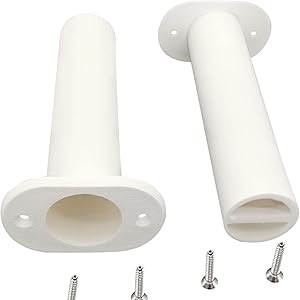 White Plastic Fishing Rod Holder with UV 90 Degree Flush Mount 2PCS for Yacht and Boats