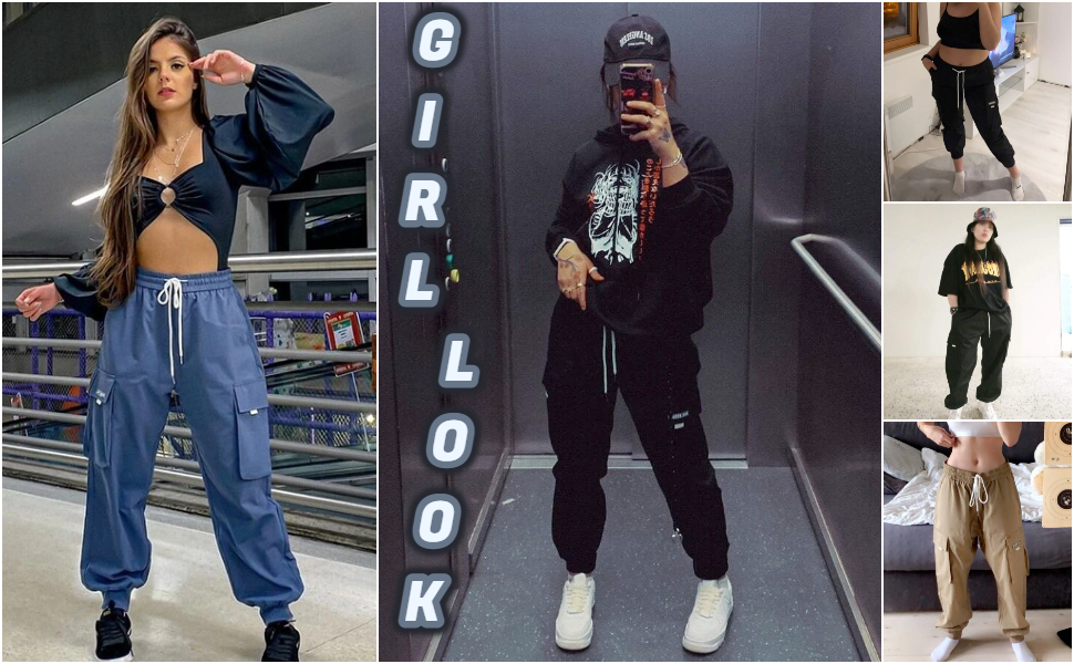 Romwe Men's Flap Pocket Drawstring Elastic Waist Letter Graphic Street Cargo Pants