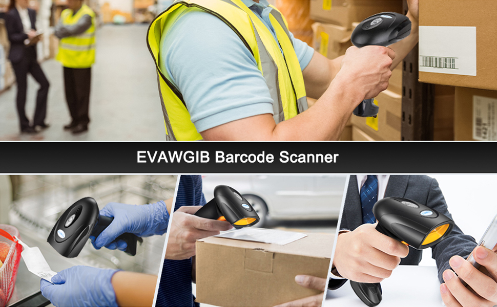 EVAWGIB Barcode Scanner with Stand, USB Wired Inventory 2D