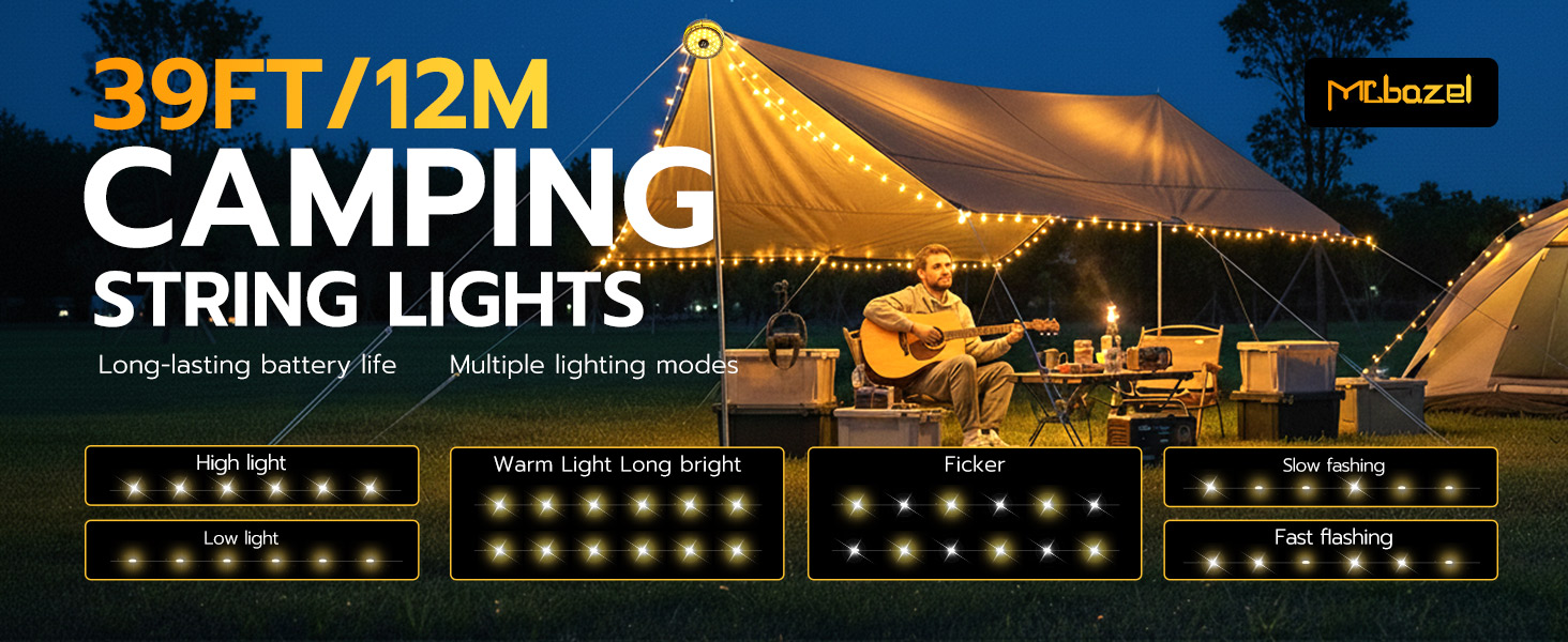 Mcbazel 39Ft/12M Camping String Lights