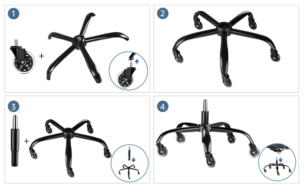 Sytopia Office Chair Base Replacement Bundles, Heavy Duty