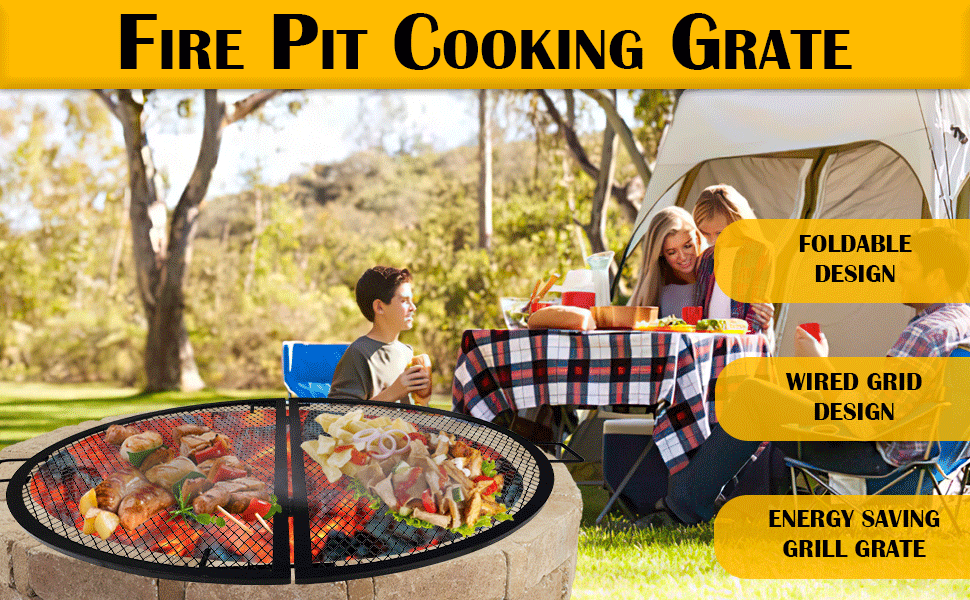 FEBTECH Foldable Fire Pit Grill Grate Over fire Pit 40