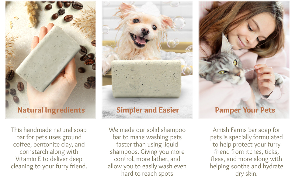 Amish Farms Natural Dog Soap Bar 4 Pack Pet Shampoo Bar