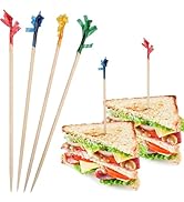 FATLODA Cocktail Picks, Colored Frill Fancy Wooden Toothpicks for Appetizers Sandwich Drinks Frui...