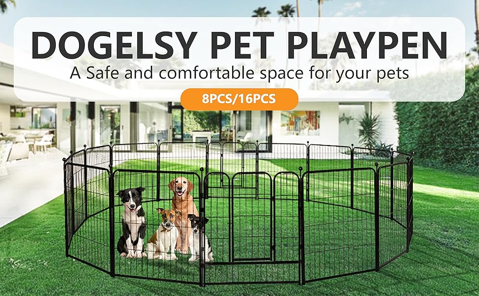 Dogelsy Dog Playpen 8/16 Panels Heavy Duty Puppy Playpen