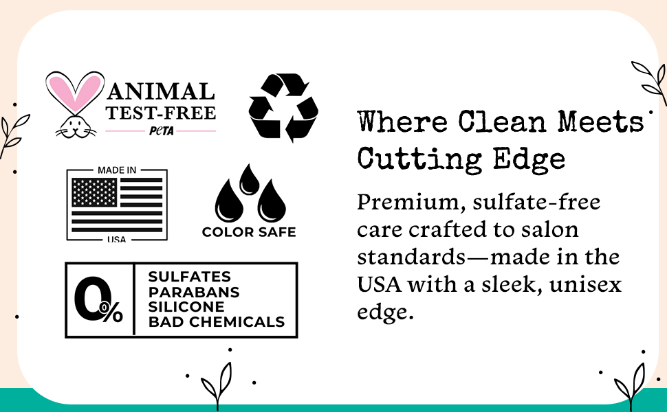 Animal test free color safe made in usa sulfate free parabans free silicone free bad chemicals free