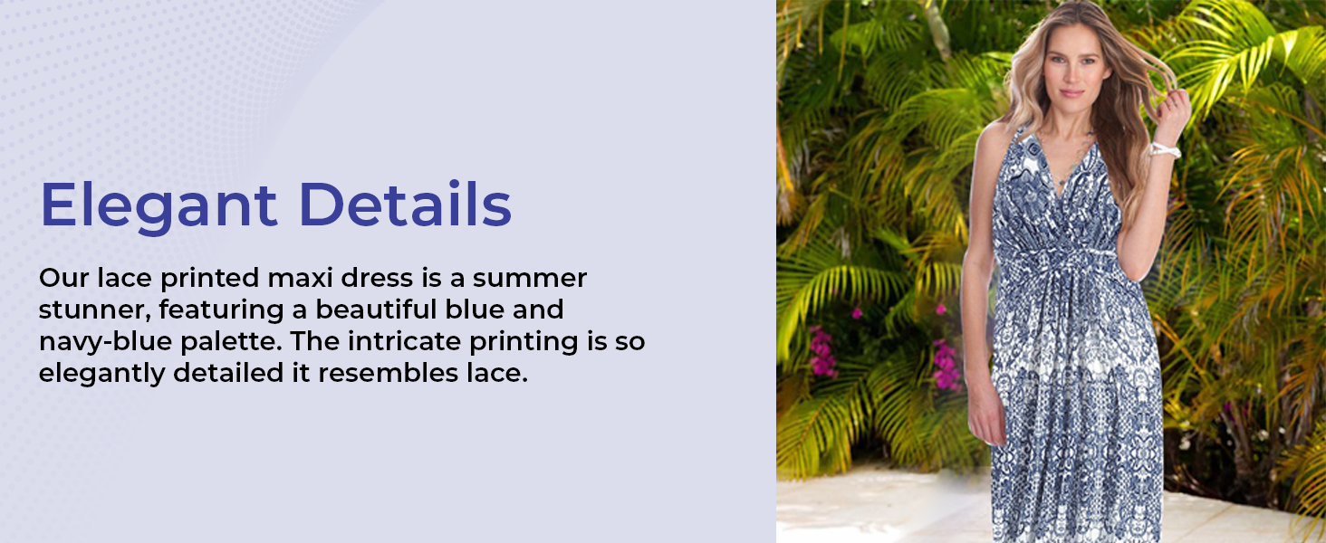 Lace Printed Maxi Dress for Women Sleeveless Summer Sundress Long Flowy Loose