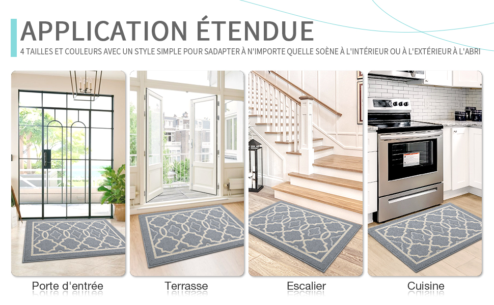 LECHUANG Paillasson Antidérapant,Tapis De Porte Intérieur Et Extérieur Absorbant Et Résistant,Tapis D'entrée Lavable En Machine,Anti-Poussière - 50 X 80 Cm,Vert 13 paillasson entree exterieur