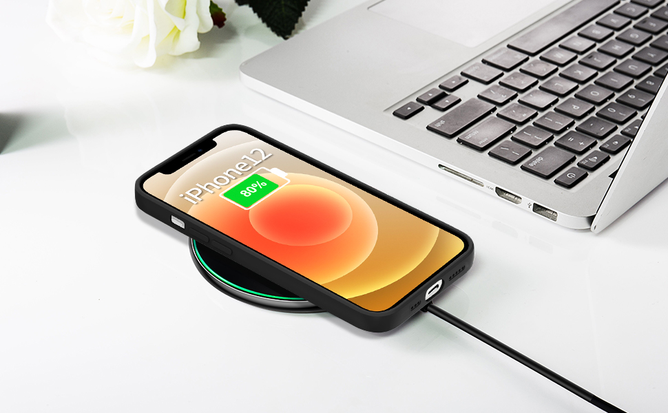 Qasyfanc Liquid Silicone Case for iPhone 12 Case and 2 Pack Screen