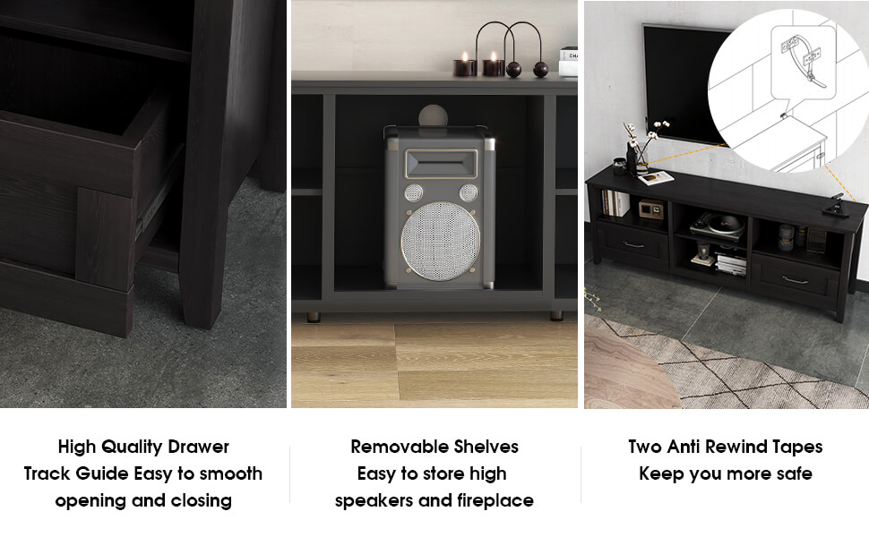 Black 70 inch TV stand