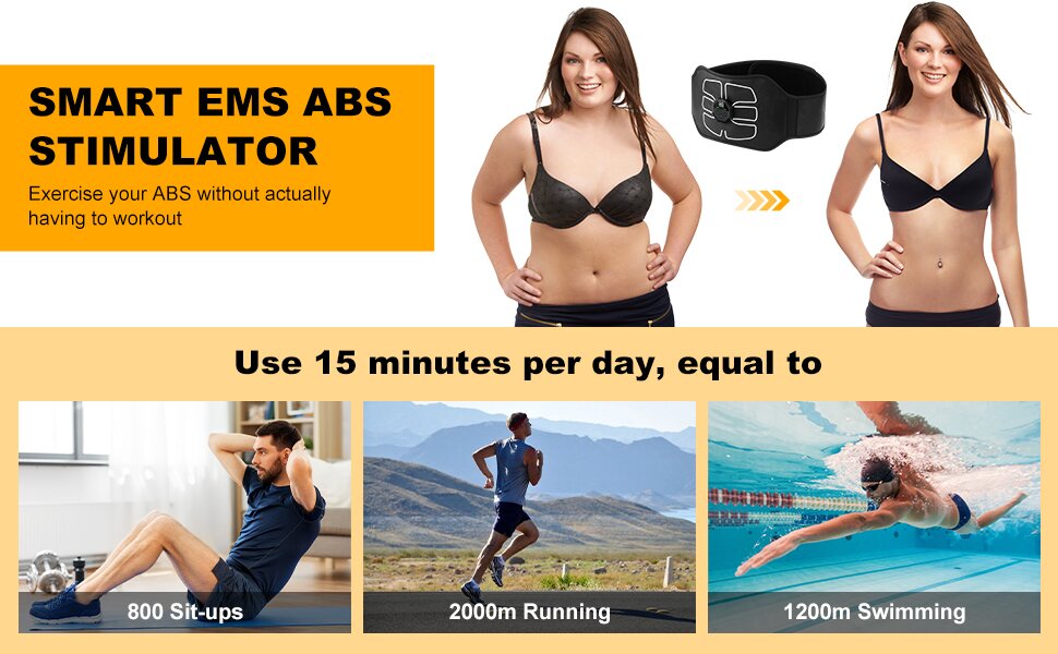 Review Abs Stimulator - Ems Muscle Stimulator, Portable Abdominal 9 Muscle Exerciser