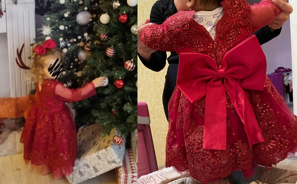 red baby christmas dress
