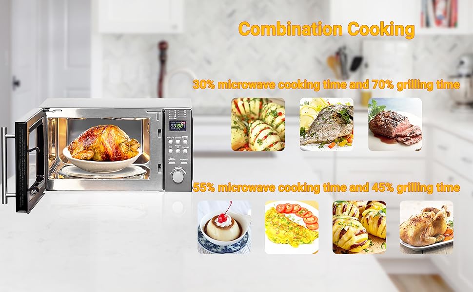 Techomey 800W Combination Microwave Oven and Grill, 20L Stainless