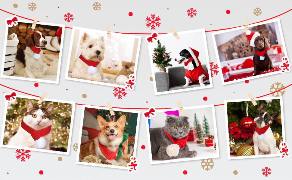 Naler Christmas Pet Scarf Christmas Pet Santa Red Scarf Christmas Pet Accessories for Cats, Dogs, and Other Pets for Christmas Party Favor Supplies,L 12 1