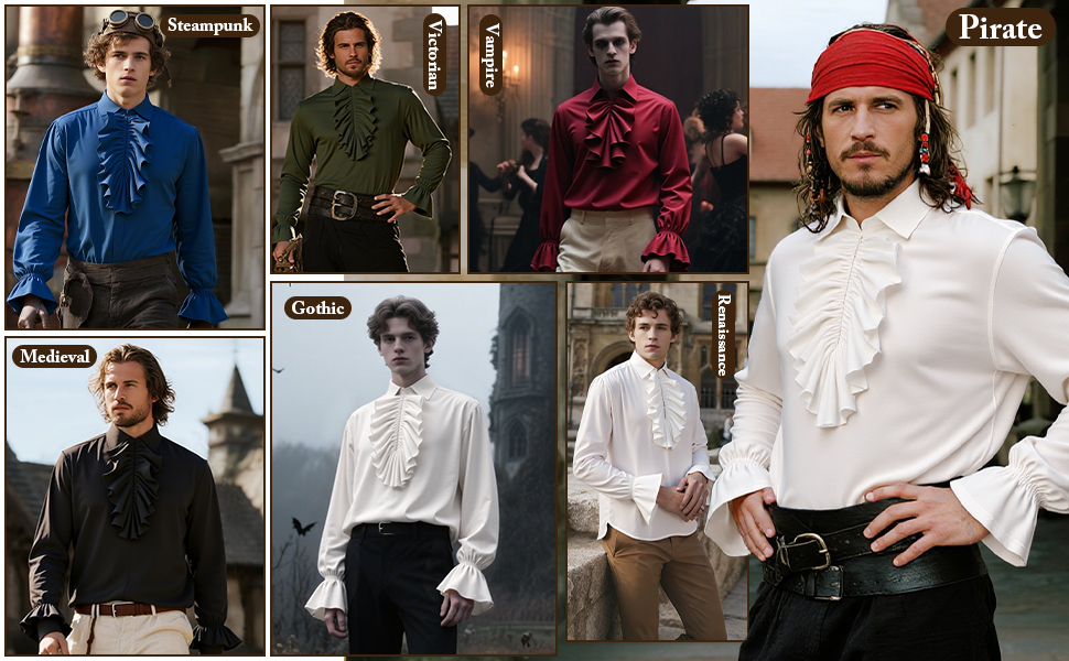 【一点物】 handmade decadent ruffle shirt Amazon.com: Runcati Mens Pirate Shirt Ruffle Victorian