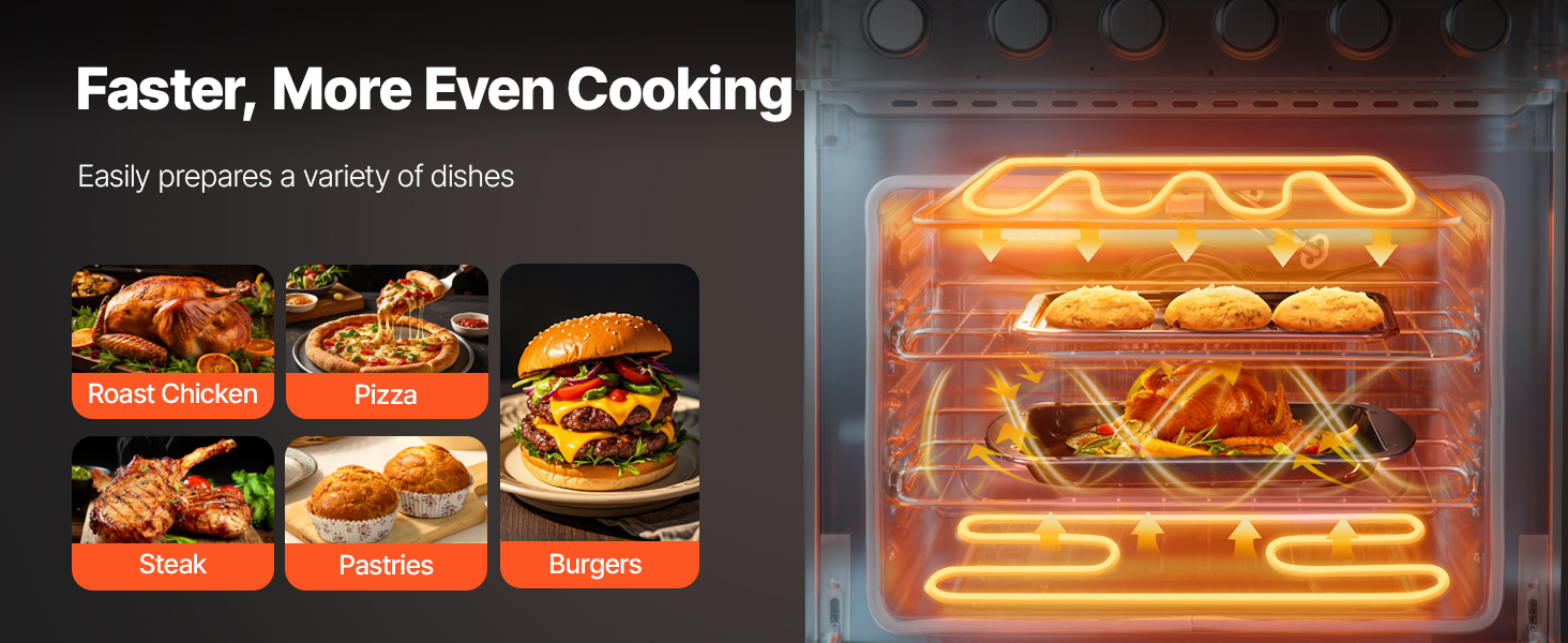 range oven with 4/5/6 burners cooktop