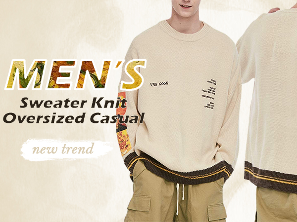 Arssm Mens Vintage Sweater Grandpa y2k Oversized Casual
