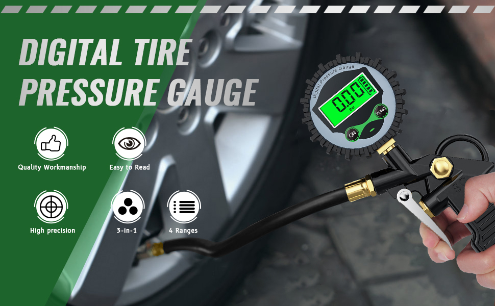 Digital Tire Pressure Gauge,3in1 Tire Pressure Gauge,Heavy Duty Air