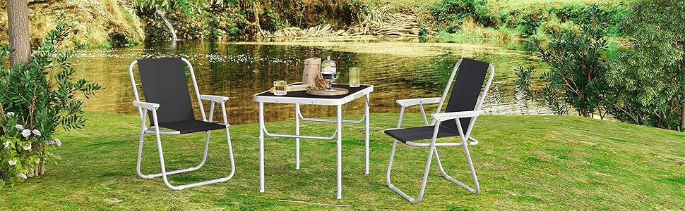 WOLTU Multifunctional Folding Camping Table. Garden Table. Balcony Table. Side Table For Garden. Terrace. Balcony Or Picnic In Aluminium And MDF. Black 13 1