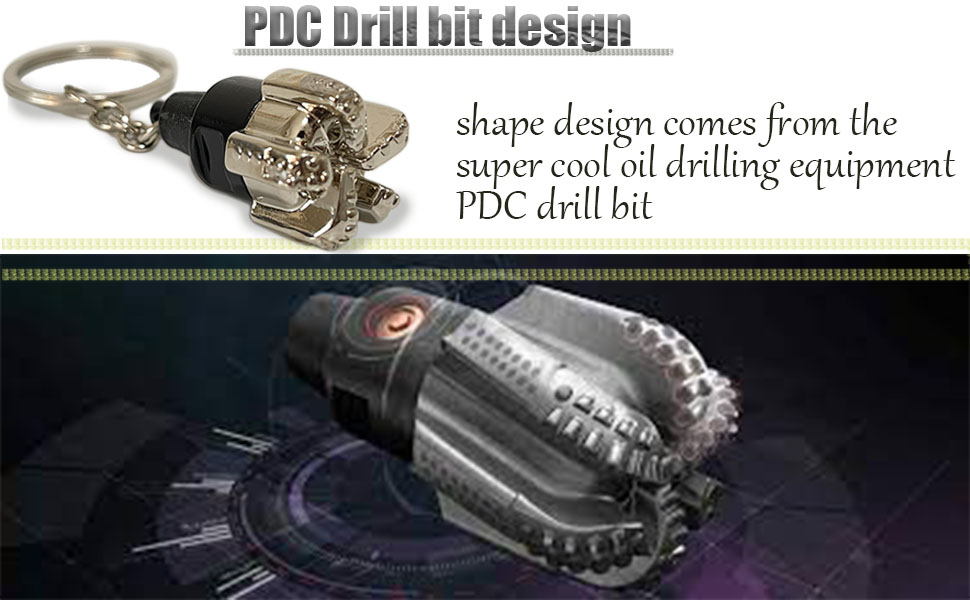 LIUDRUDN 3D Rotatable Tricone drill bit keychain Silver