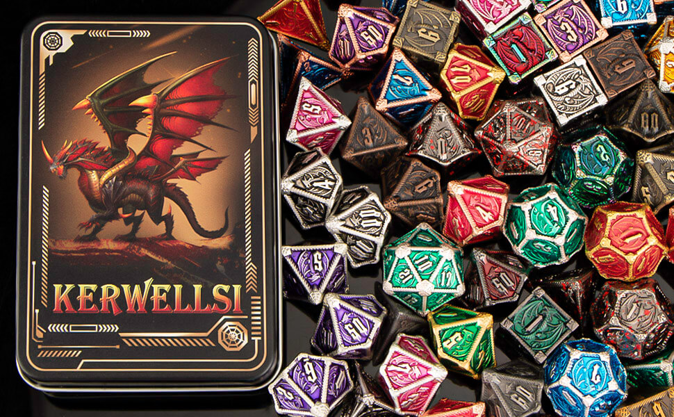 KERWELLSI Dungeons and Dragons Dice Set D&D, Metal Dice Set, Polyhedral