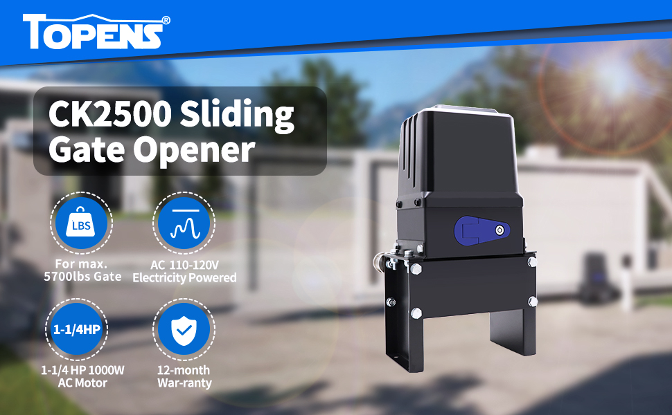 TOPENS CK2500 Automatic Sliding Gate Opener Chain Drive
