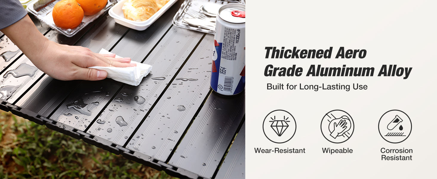 aluminum roll up camping table