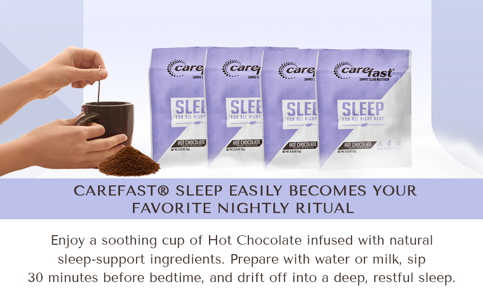 sleep mix, carefast, care fast, hot chocolate sleep mix, better sleep supplement, melatonin