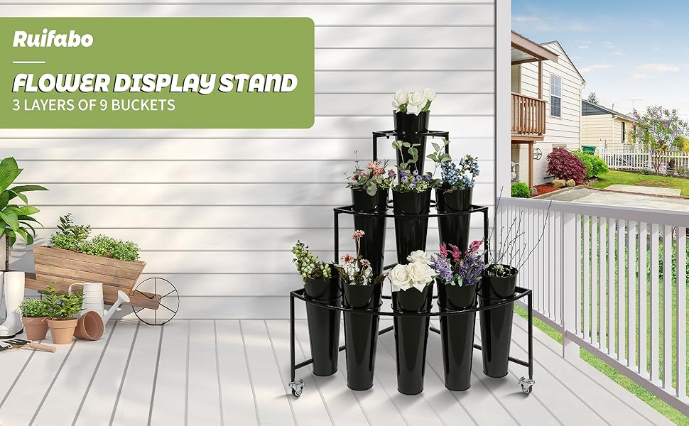 flower bar stand flower display stand with buckets flower stand display stand with wheels