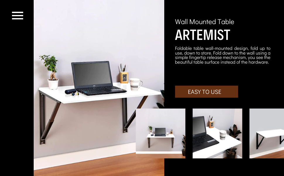 ARTEMIST Wall Mounted Folding Table for Home Office, Laundry Room, Wall