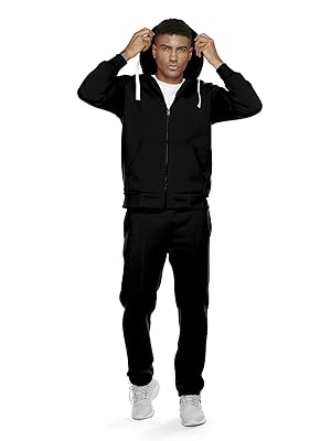 black tracksuit with hoodies
