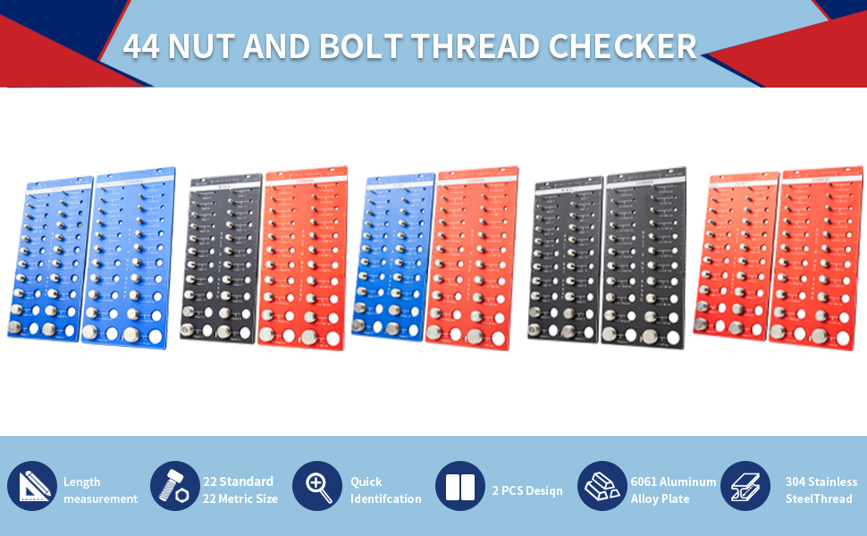 44 Nut and Bolt Thread Checker, Thread Checker, Bolt Measuring Tool ...